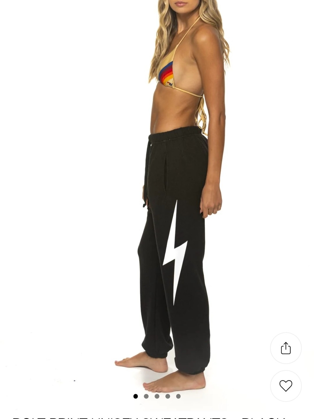Aviator Nation Black Joggers with White Lightning Bolt